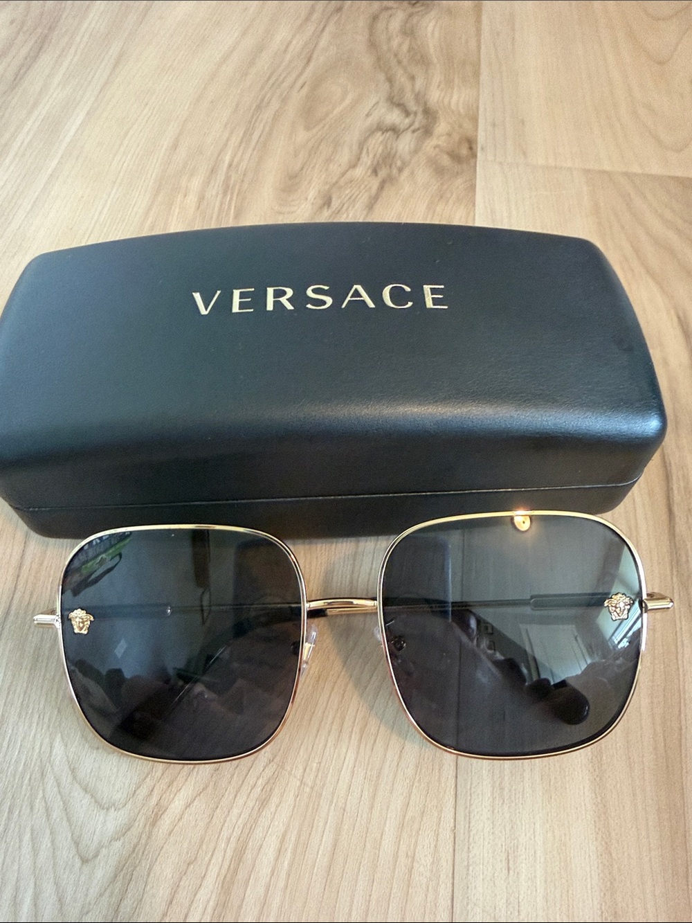 Versace Gold Frame Sunglasses with Black Lenses 2246-D